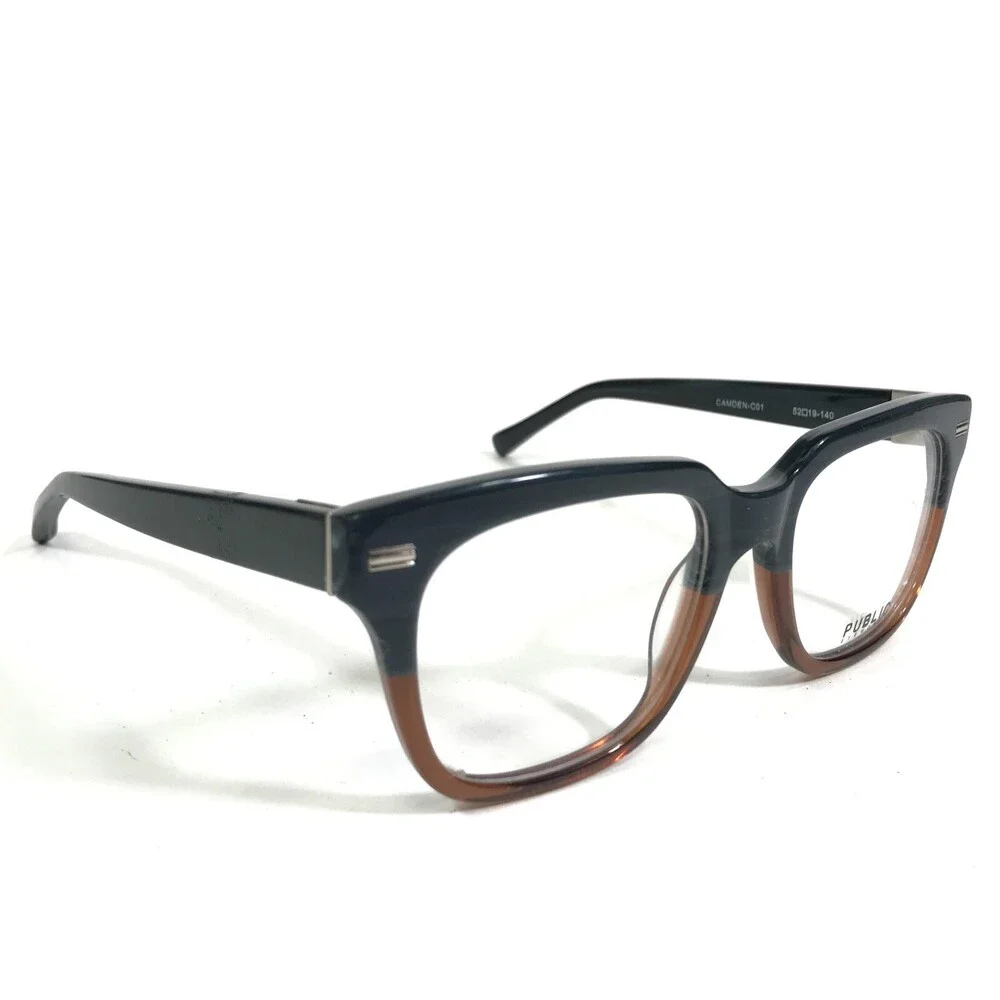 Public Eyeworks Eyeglasses Frames CAMDEN-C01 Brown Blue Thick Rim 52-19-140